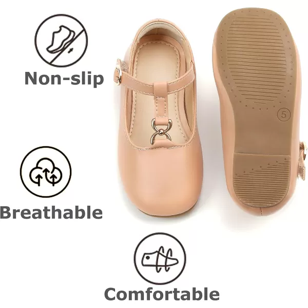 THEE BRON Girls TStrap Flats ToddlerLittle Kid Ballet Mary Jane Party Dress ShoesAf316apricot