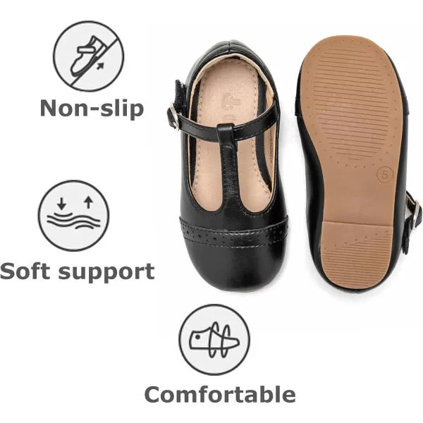 THEE BRON Girls TStrap Flats ToddlerLittle Kid Ballet Mary Jane Party Dress ShoesAf318black