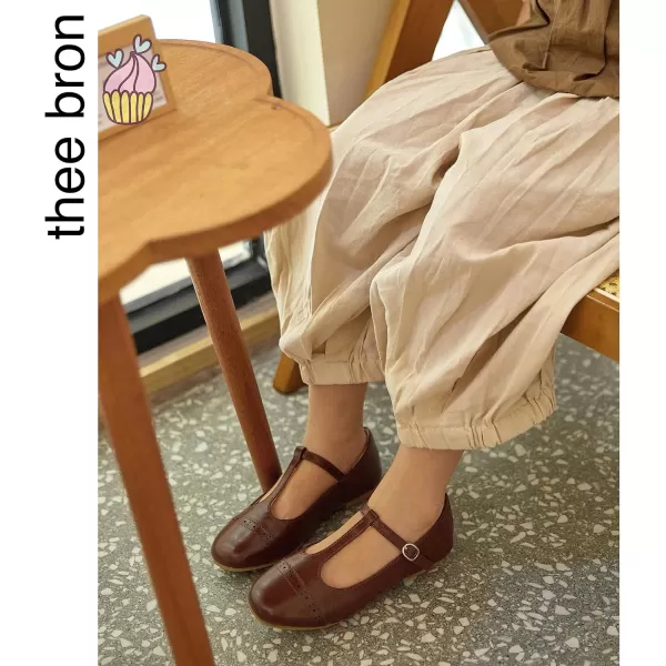 THEE BRON Girls TStrap Flats ToddlerLittle Kid Ballet Mary Jane Party Dress ShoesAf318brown