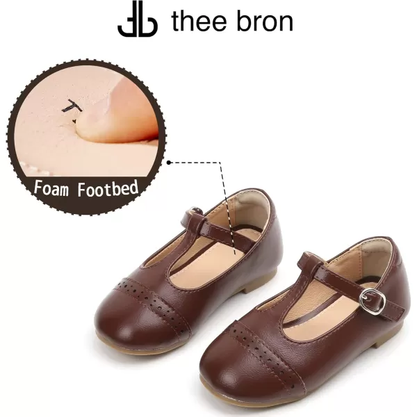 THEE BRON Girls TStrap Flats ToddlerLittle Kid Ballet Mary Jane Party Dress ShoesAf318brown