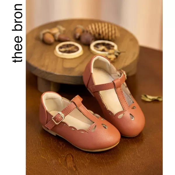 THEE BRON Girls TStrap Flats ToddlerLittle Kid Ballet Mary Jane Party Dress ShoesAf442brown