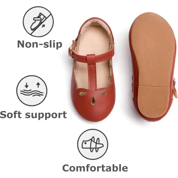 THEE BRON Girls TStrap Flats ToddlerLittle Kid Ballet Mary Jane Party Dress ShoesAf442brown