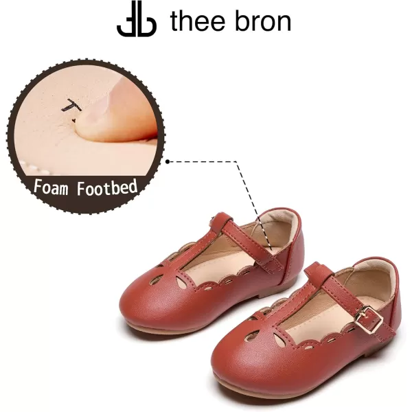 THEE BRON Girls TStrap Flats ToddlerLittle Kid Ballet Mary Jane Party Dress ShoesAf442brown