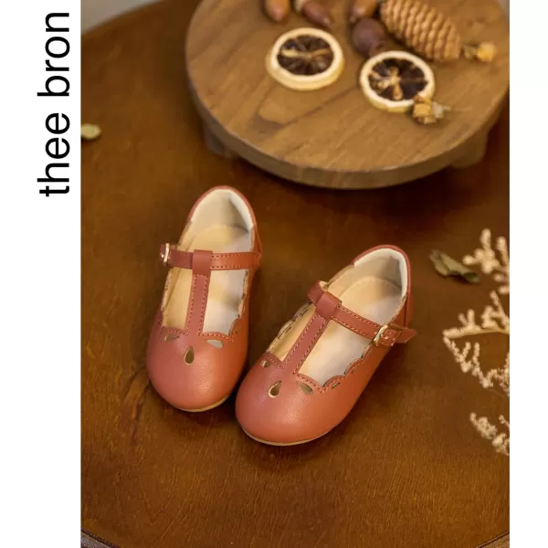 THEE BRON Girls TStrap Flats ToddlerLittle Kid Ballet Mary Jane Party Dress ShoesAf442brown