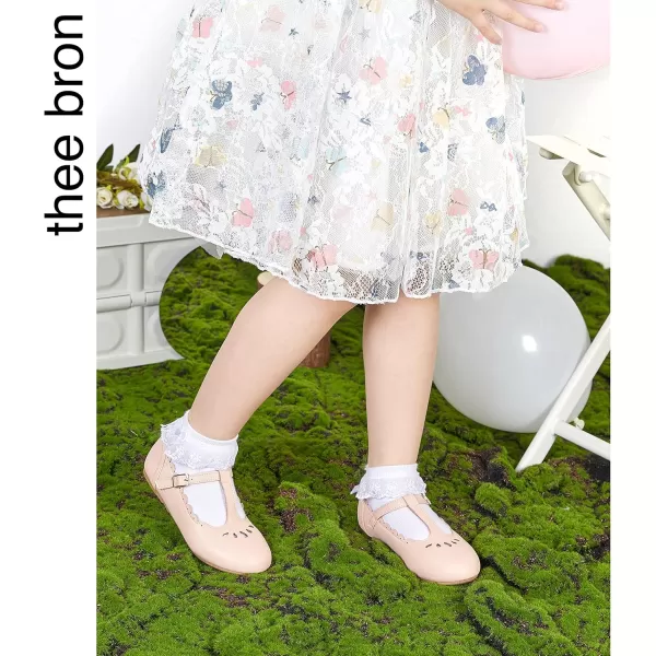 THEE BRON Girls TStrap Flats ToddlerLittle Kid Ballet Mary Jane Party Dress ShoesAg227beige