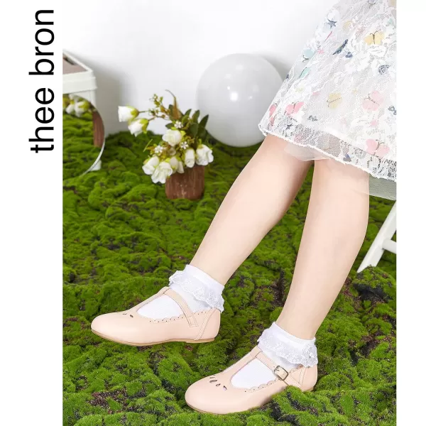 THEE BRON Girls TStrap Flats ToddlerLittle Kid Ballet Mary Jane Party Dress ShoesAg227beige
