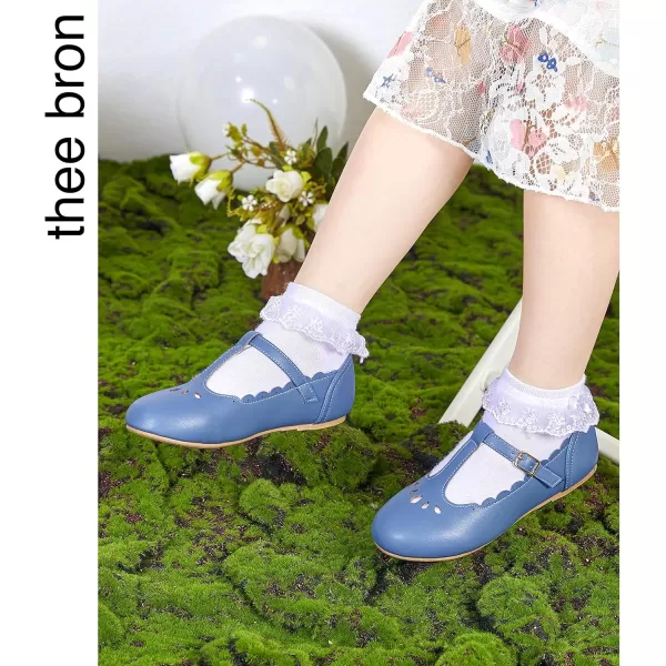 THEE BRON Girls TStrap Flats ToddlerLittle Kid Ballet Mary Jane Party Dress ShoesAg227blue