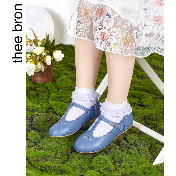 THEE BRON Girls TStrap Flats ToddlerLittle Kid Ballet Mary Jane Party Dress ShoesAg227blue