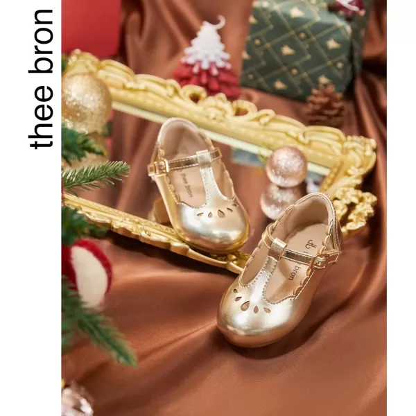 THEE BRON Girls TStrap Flats ToddlerLittle Kid Ballet Mary Jane Party Dress ShoesAg227gold
