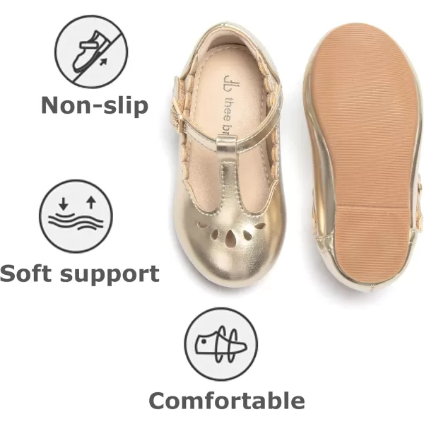THEE BRON Girls TStrap Flats ToddlerLittle Kid Ballet Mary Jane Party Dress ShoesAg227gold