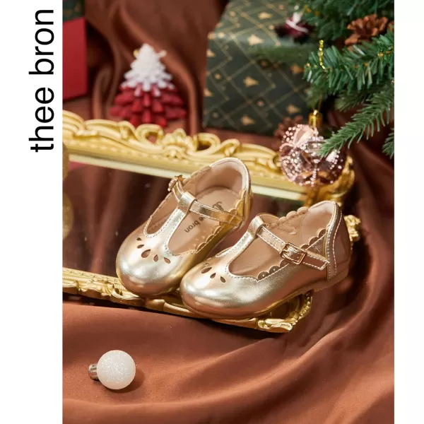 THEE BRON Girls TStrap Flats ToddlerLittle Kid Ballet Mary Jane Party Dress ShoesAg227gold
