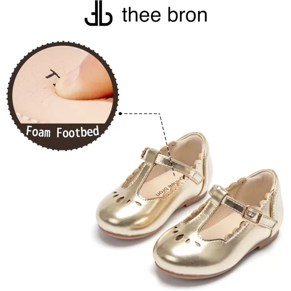THEE BRON Girls TStrap Flats ToddlerLittle Kid Ballet Mary Jane Party Dress ShoesAg227gold