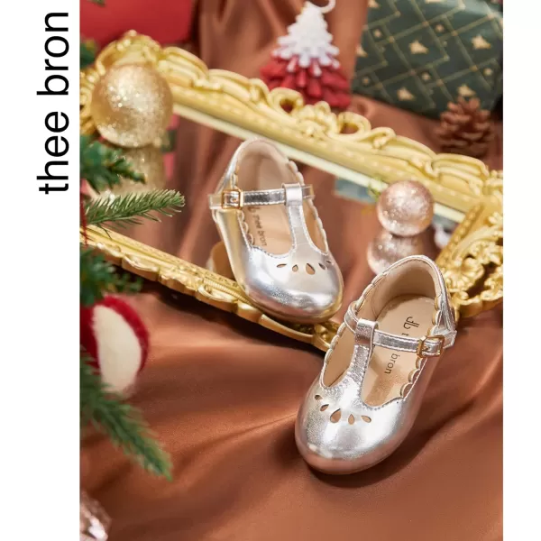 THEE BRON Girls TStrap Flats ToddlerLittle Kid Ballet Mary Jane Party Dress ShoesAg227silver