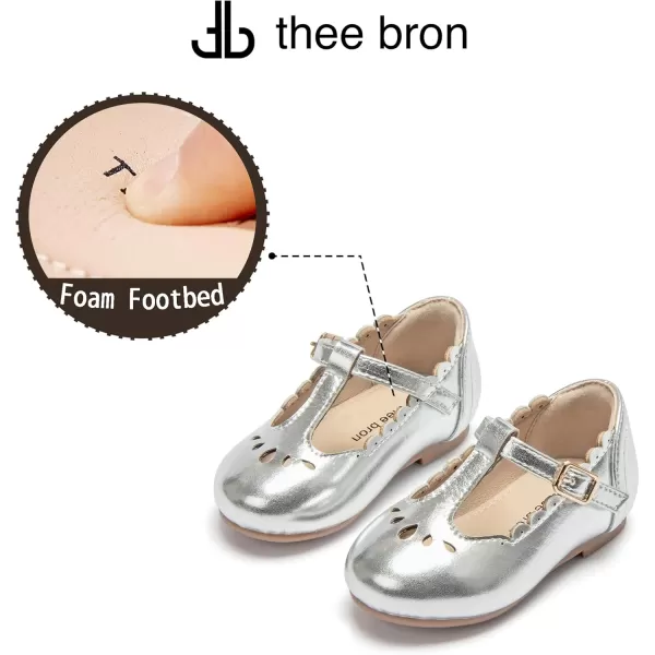 THEE BRON Girls TStrap Flats ToddlerLittle Kid Ballet Mary Jane Party Dress ShoesAg227silver