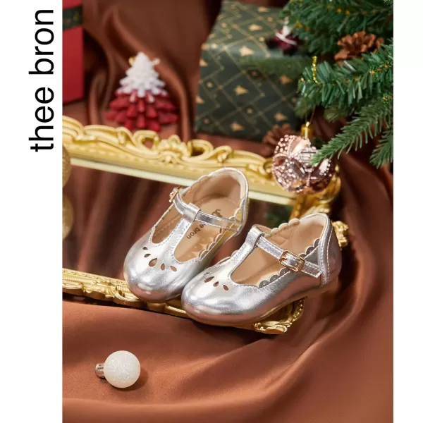 THEE BRON Girls TStrap Flats ToddlerLittle Kid Ballet Mary Jane Party Dress ShoesAg227silver