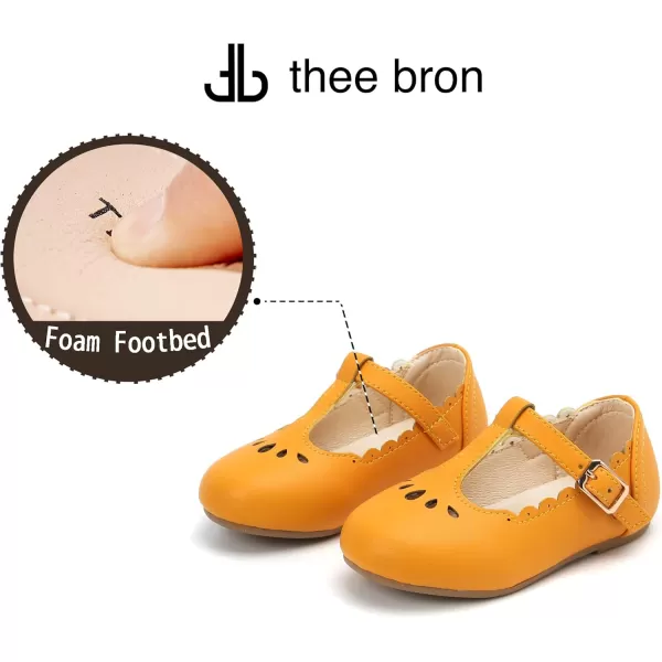 THEE BRON Girls TStrap Flats ToddlerLittle Kid Ballet Mary Jane Party Dress ShoesAg227yellow