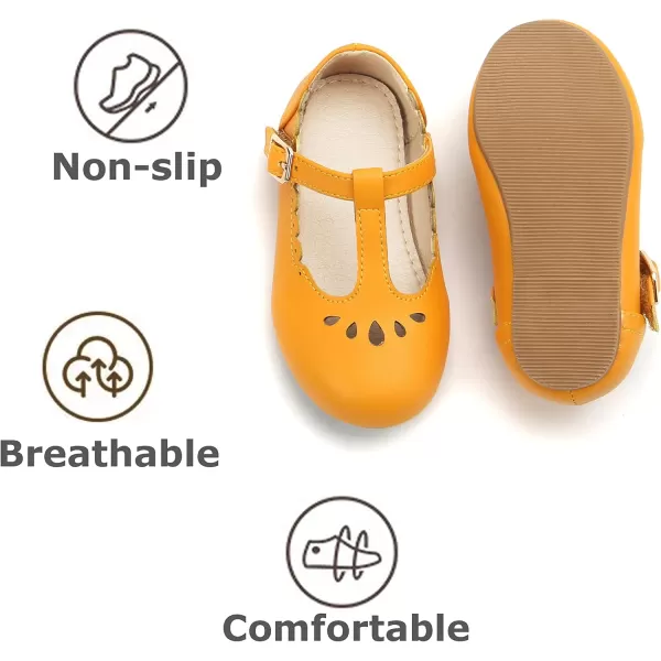 THEE BRON Girls TStrap Flats ToddlerLittle Kid Ballet Mary Jane Party Dress ShoesAg227yellow