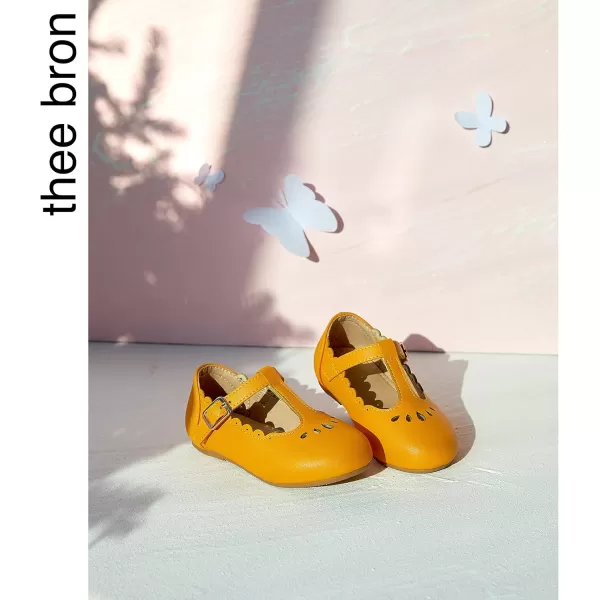 THEE BRON Girls TStrap Flats ToddlerLittle Kid Ballet Mary Jane Party Dress ShoesAg227yellow