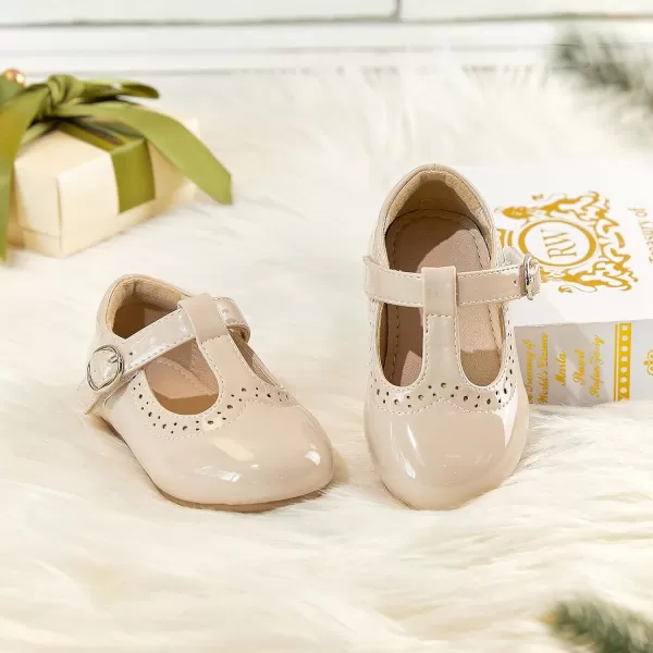 THEE BRON Girls TStrap Flats ToddlerLittle Kid Ballet Mary Jane Party Dress ShoesAg234beige