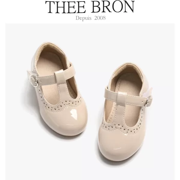 THEE BRON Girls TStrap Flats ToddlerLittle Kid Ballet Mary Jane Party Dress ShoesAg234beige