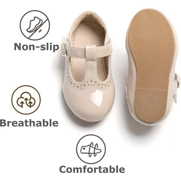 THEE BRON Girls TStrap Flats ToddlerLittle Kid Ballet Mary Jane Party Dress ShoesAg234beige