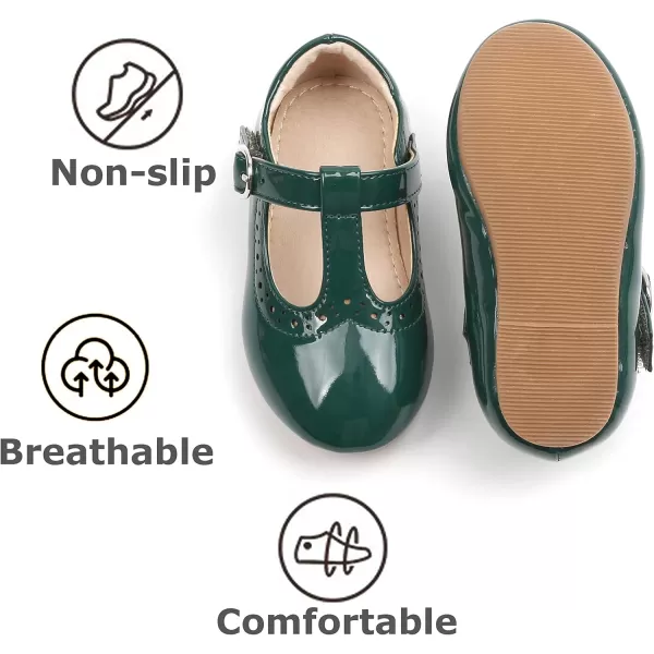 THEE BRON Girls TStrap Flats ToddlerLittle Kid Ballet Mary Jane Party Dress ShoesAg234green