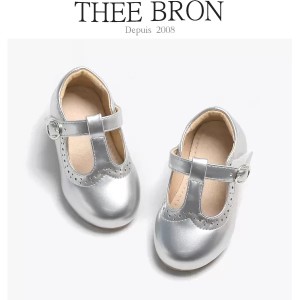 THEE BRON Girls TStrap Flats ToddlerLittle Kid Ballet Mary Jane Party Dress ShoesAg234silver