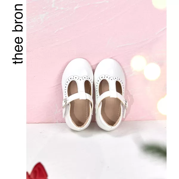 THEE BRON Girls TStrap Flats ToddlerLittle Kid Ballet Mary Jane Party Dress ShoesAg234white