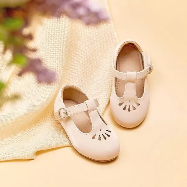 THEE BRON Girls TStrap Flats ToddlerLittle Kid Ballet Mary Jane Party Dress ShoesAg236beige