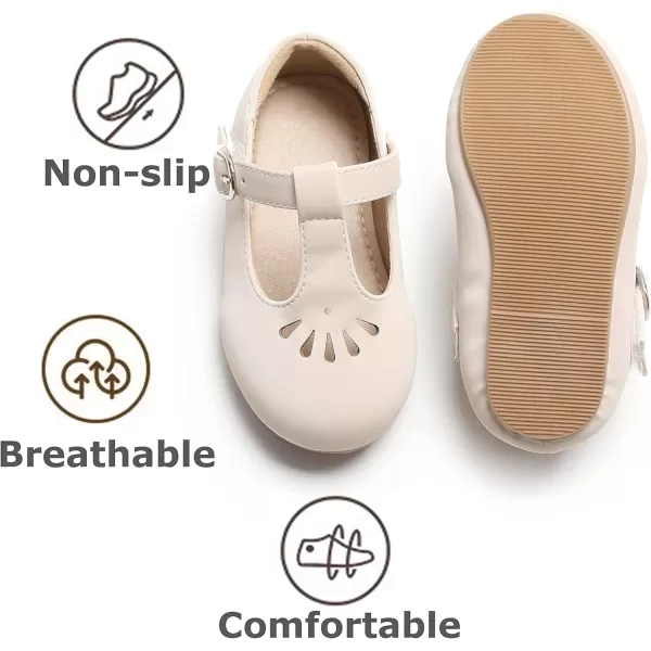 THEE BRON Girls TStrap Flats ToddlerLittle Kid Ballet Mary Jane Party Dress ShoesAg236beige