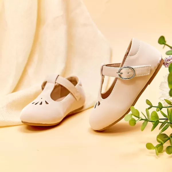 THEE BRON Girls TStrap Flats ToddlerLittle Kid Ballet Mary Jane Party Dress ShoesAg236beige