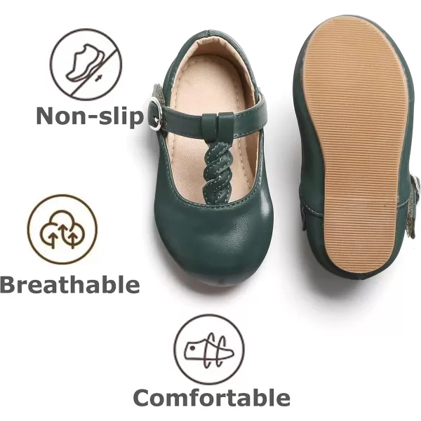 THEE BRON Girls TStrap Flats ToddlerLittle Kid Ballet Mary Jane Party Dress ShoesAg238green