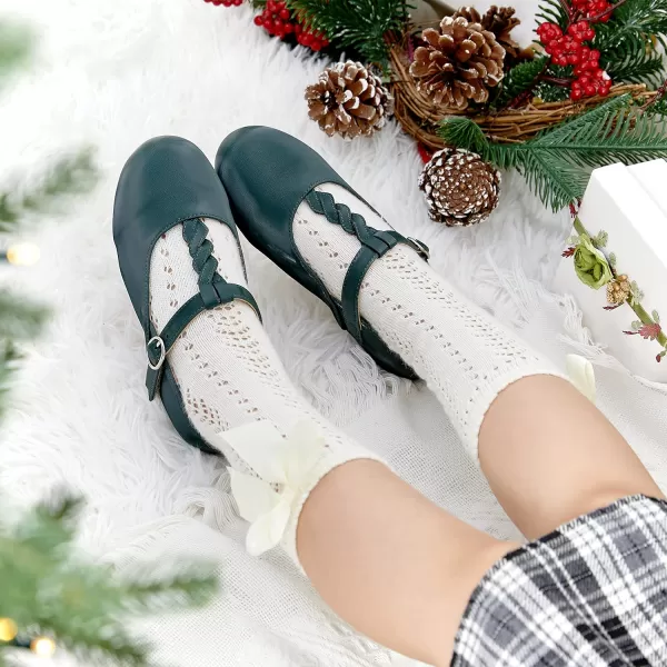 THEE BRON Girls TStrap Flats ToddlerLittle Kid Ballet Mary Jane Party Dress ShoesAg238green