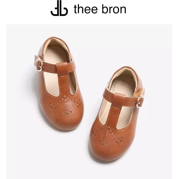 THEE BRON Girls TStrap Flats ToddlerLittle Kid Ballet Mary Jane Party Dress ShoesAg252brown
