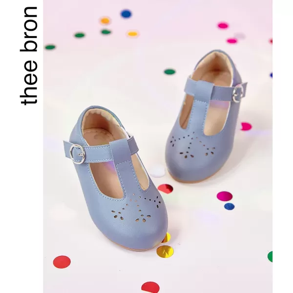 THEE BRON Girls TStrap Flats ToddlerLittle Kid Ballet Mary Jane Party Dress ShoesAg252grey