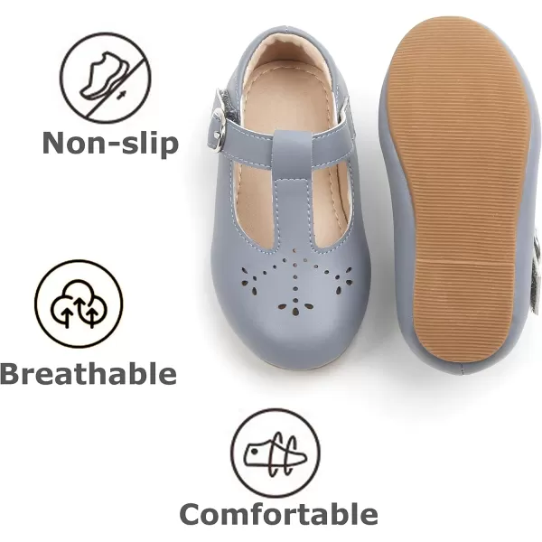 THEE BRON Girls TStrap Flats ToddlerLittle Kid Ballet Mary Jane Party Dress ShoesAg252grey