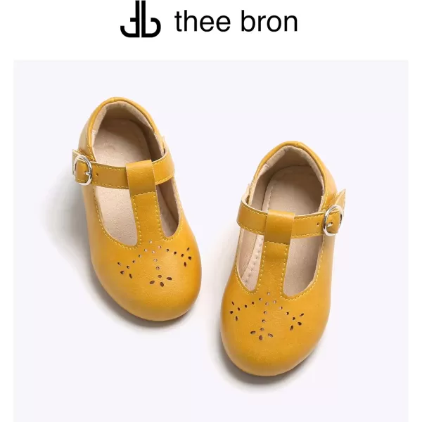 THEE BRON Girls TStrap Flats ToddlerLittle Kid Ballet Mary Jane Party Dress ShoesAg252yellow