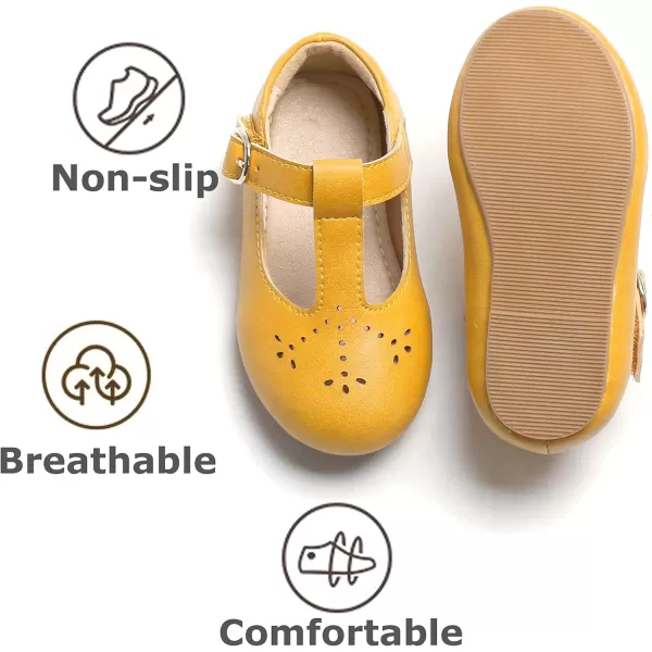 THEE BRON Girls TStrap Flats ToddlerLittle Kid Ballet Mary Jane Party Dress ShoesAg252yellow