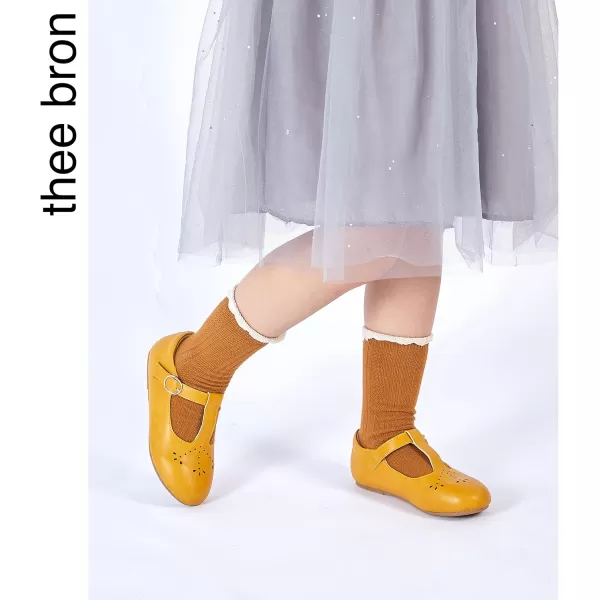 THEE BRON Girls TStrap Flats ToddlerLittle Kid Ballet Mary Jane Party Dress ShoesAg252yellow