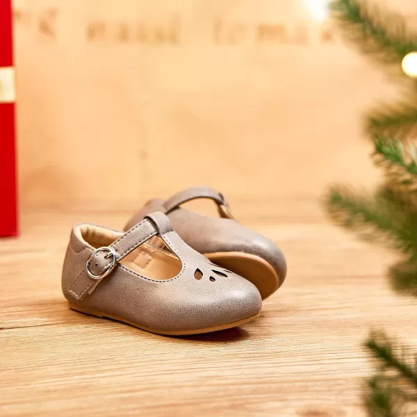 THEE BRON Girls TStrap Flats ToddlerLittle Kid Ballet Mary Jane Party Dress ShoesAg254grey