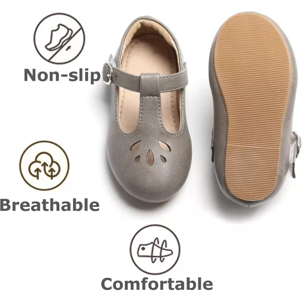 THEE BRON Girls TStrap Flats ToddlerLittle Kid Ballet Mary Jane Party Dress ShoesAg254grey