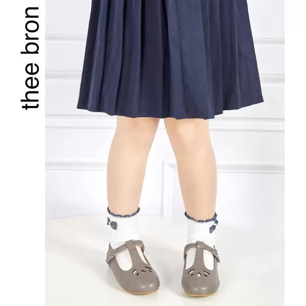 THEE BRON Girls TStrap Flats ToddlerLittle Kid Ballet Mary Jane Party Dress ShoesAg254grey