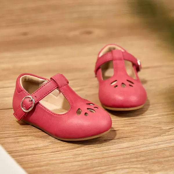 THEE BRON Girls TStrap Flats ToddlerLittle Kid Ballet Mary Jane Party Dress ShoesAg254pink