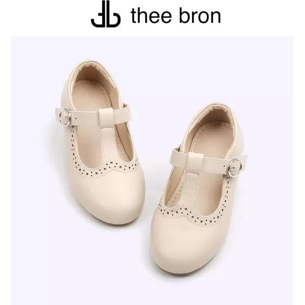 THEE BRON Girls TStrap Flats ToddlerLittle Kid Ballet Mary Jane Party Dress ShoesAx310beige