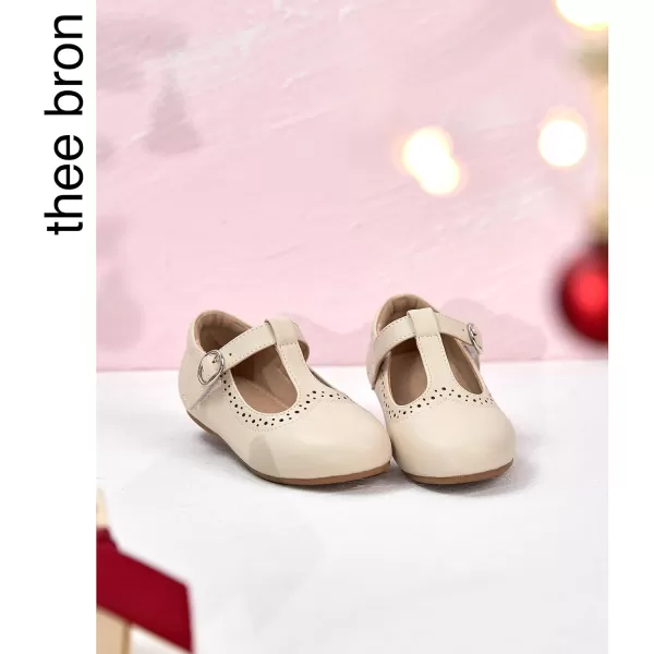 THEE BRON Girls TStrap Flats ToddlerLittle Kid Ballet Mary Jane Party Dress ShoesAx310beige
