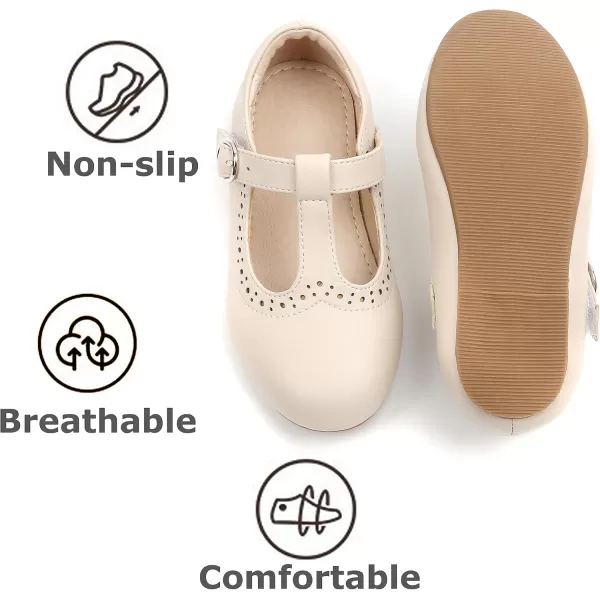 THEE BRON Girls TStrap Flats ToddlerLittle Kid Ballet Mary Jane Party Dress ShoesAx310beige