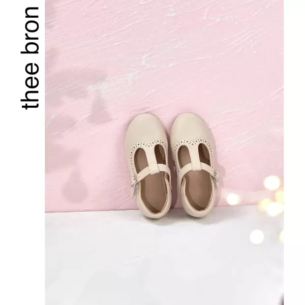 THEE BRON Girls TStrap Flats ToddlerLittle Kid Ballet Mary Jane Party Dress ShoesAx310beige