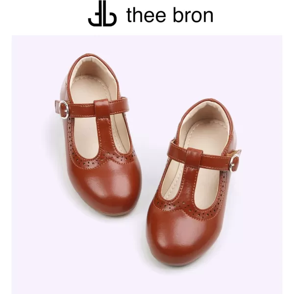 THEE BRON Girls TStrap Flats ToddlerLittle Kid Ballet Mary Jane Party Dress ShoesAx310brown
