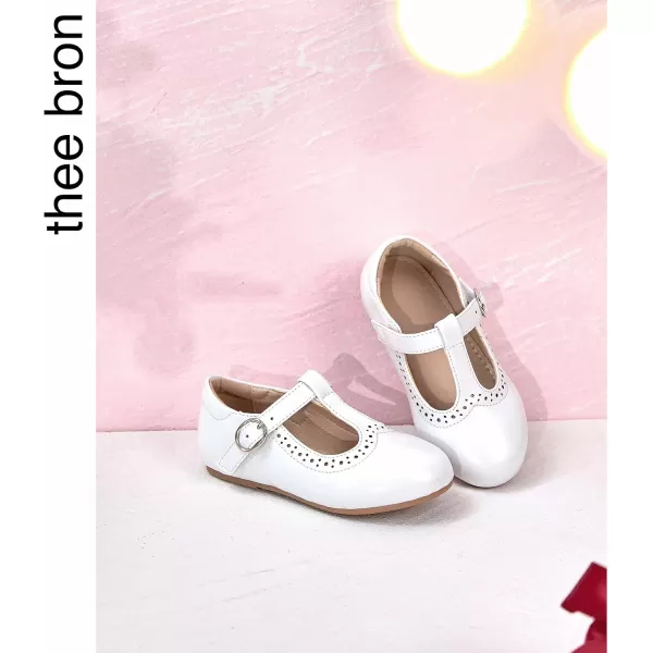 THEE BRON Girls TStrap Flats ToddlerLittle Kid Ballet Mary Jane Party Dress ShoesAx310white