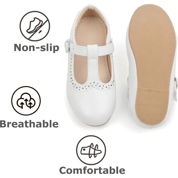 THEE BRON Girls TStrap Flats ToddlerLittle Kid Ballet Mary Jane Party Dress ShoesAx310white